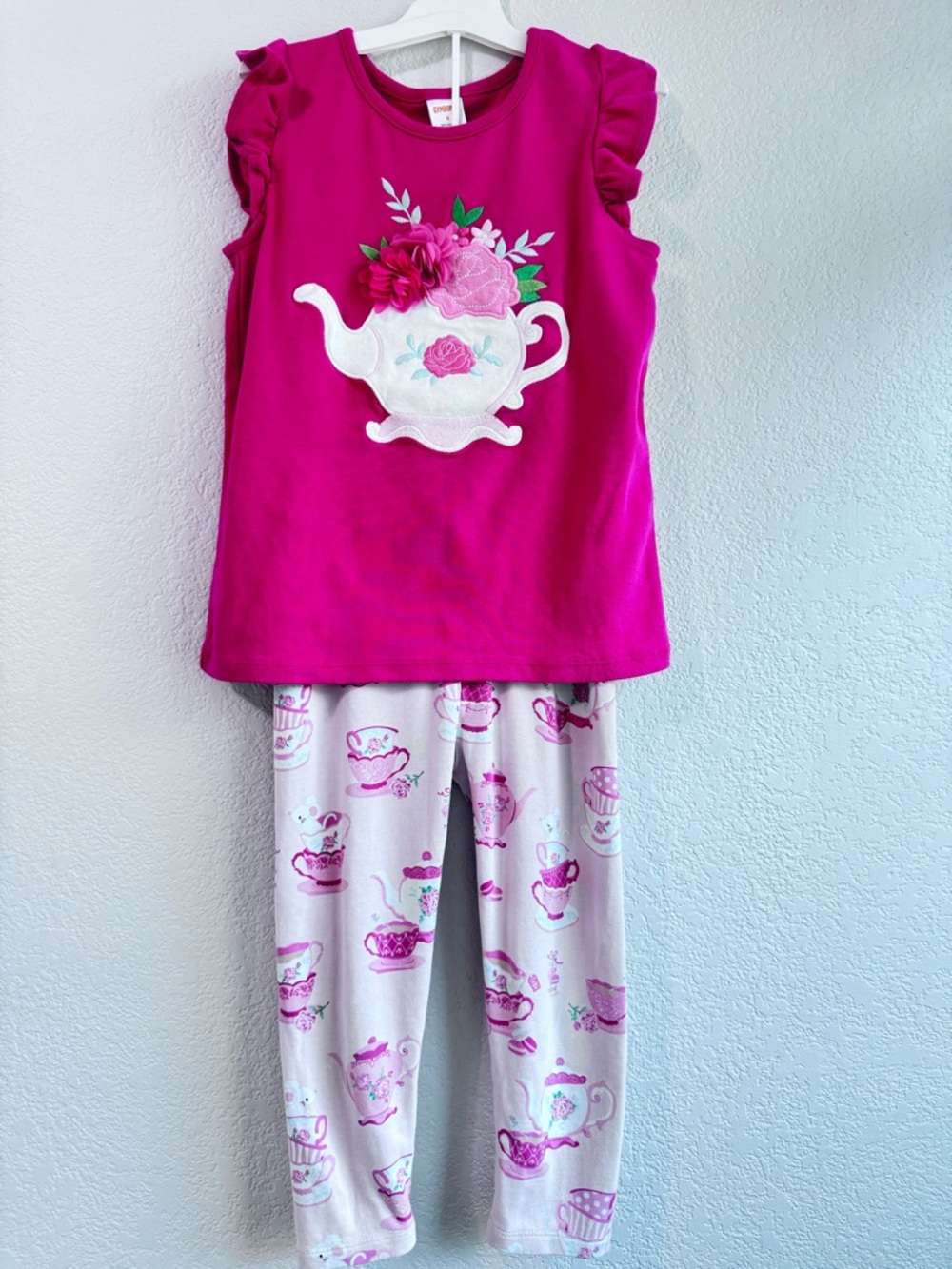 Gymboree Girls Tea Party Top & 2 Capri Leggings Lot Size 7/8 Pink Floral - Picture 10 of 16